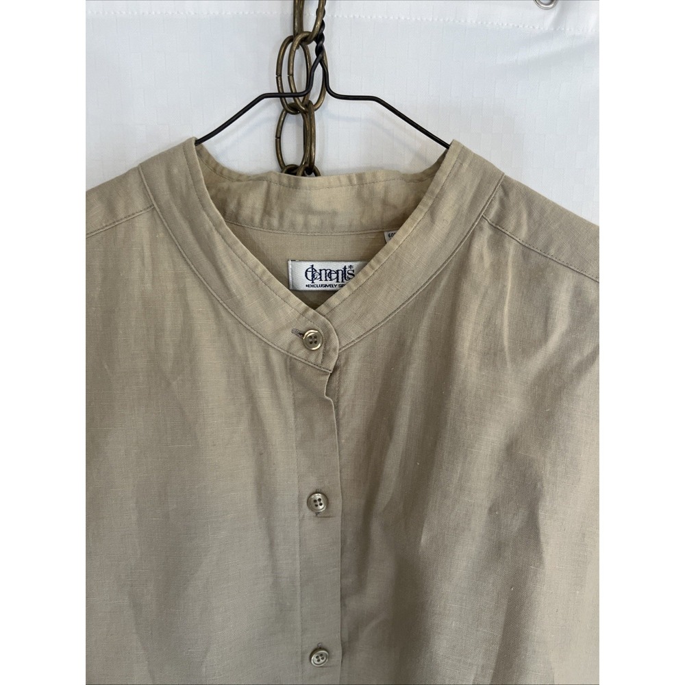 VTG Spiegel Element's Shirt Women's 2x Beige Crew Neck Button-Down Linen